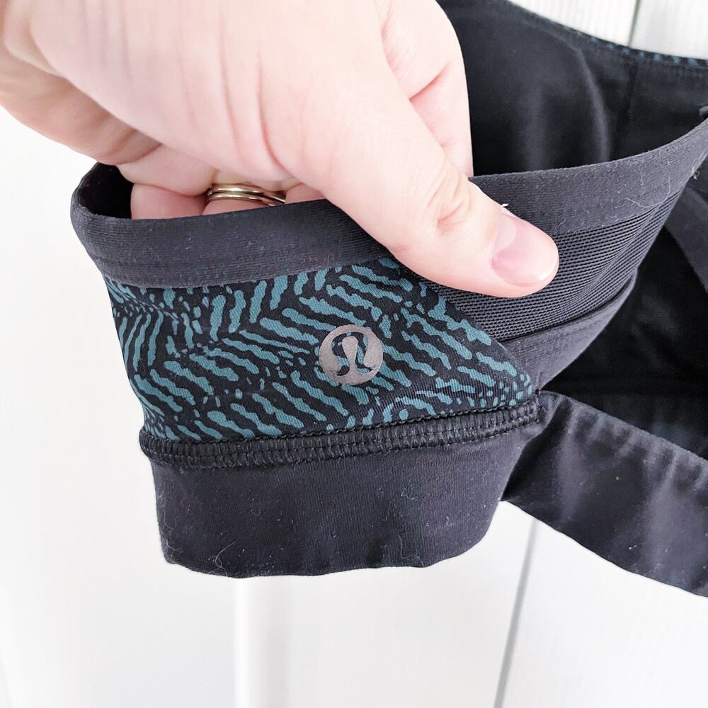 Lululemon Rise and Run Bra Mini Trax Deep Green Black Racerback Sports Bra - Picture 6 of 6
